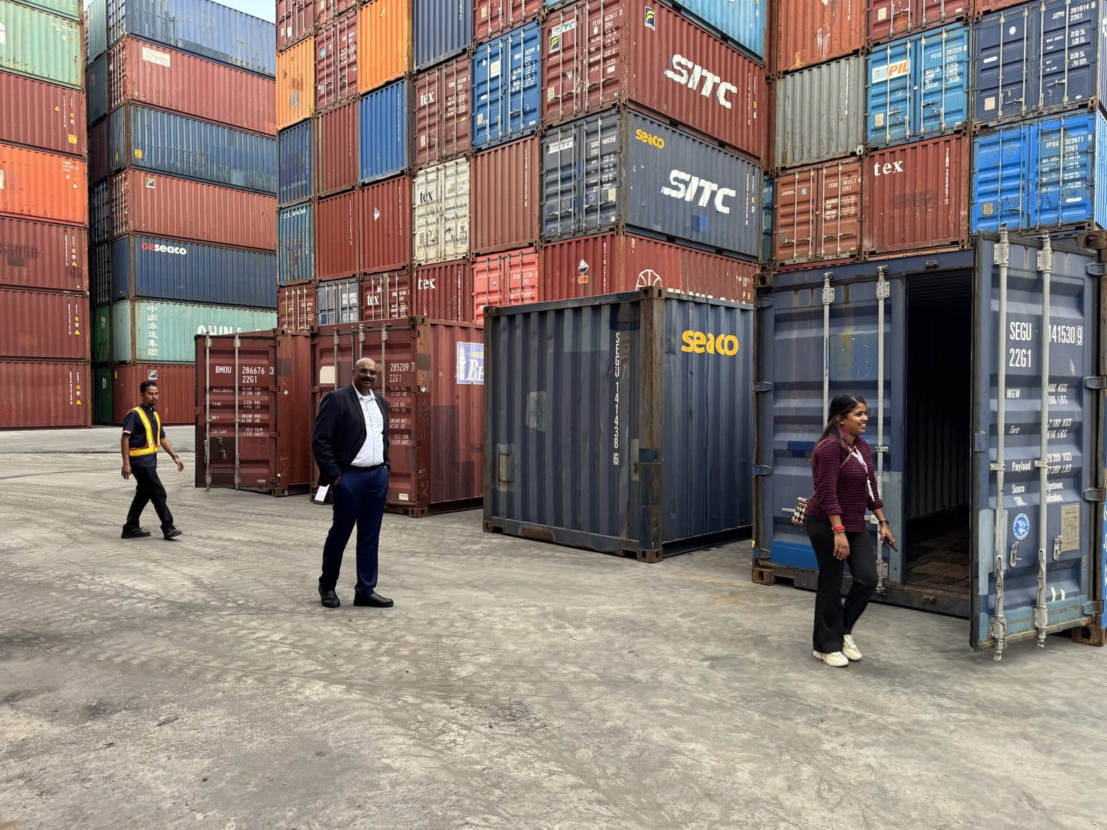 BOSS Container Line team at a container yard