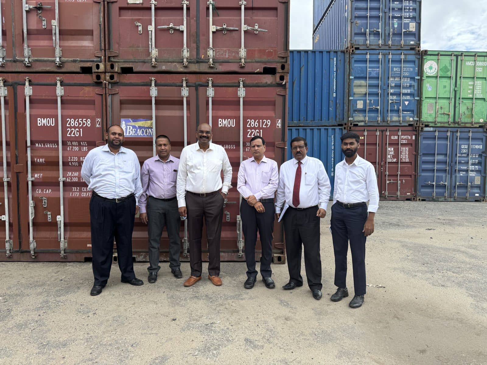 BOSS Container Line team at a container yard