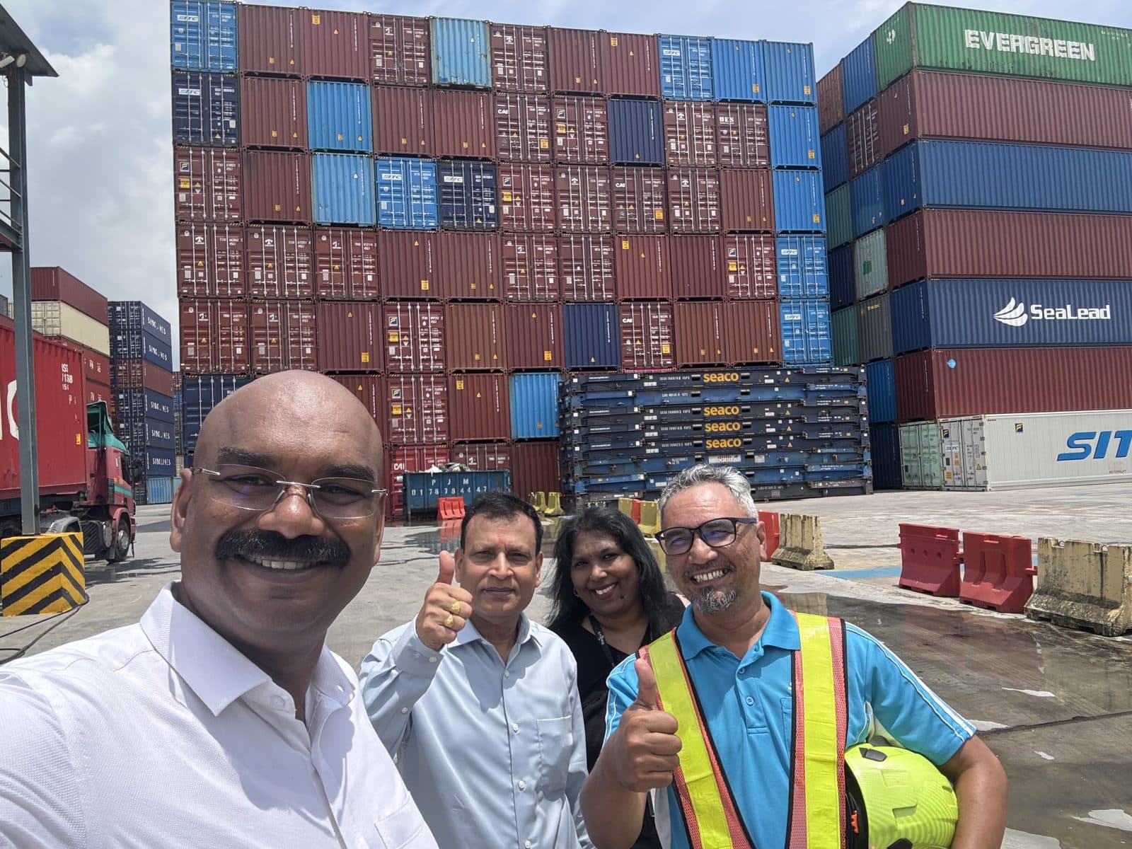 BOSS Container Line team at a container yard