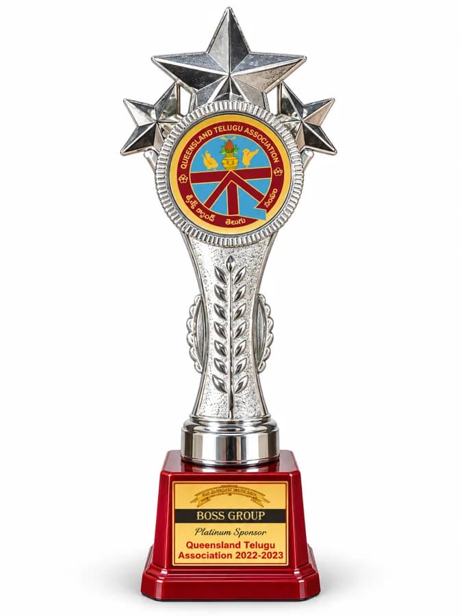 Queensland Telugu Association trophy presented to BOSS Group, Platinum Sponsor 2022–2023