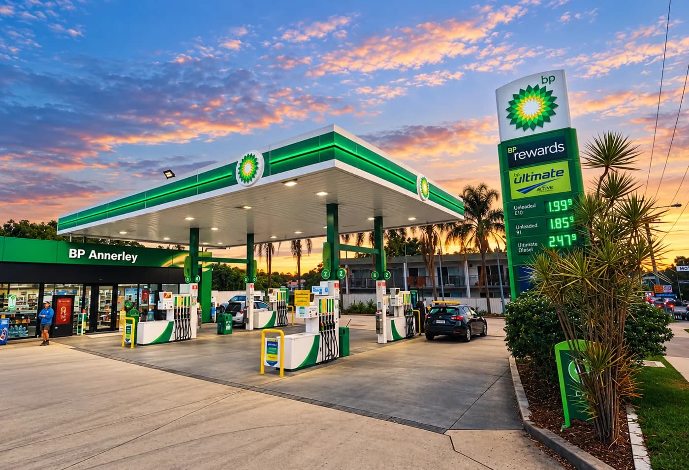 BP Annerley at sunset