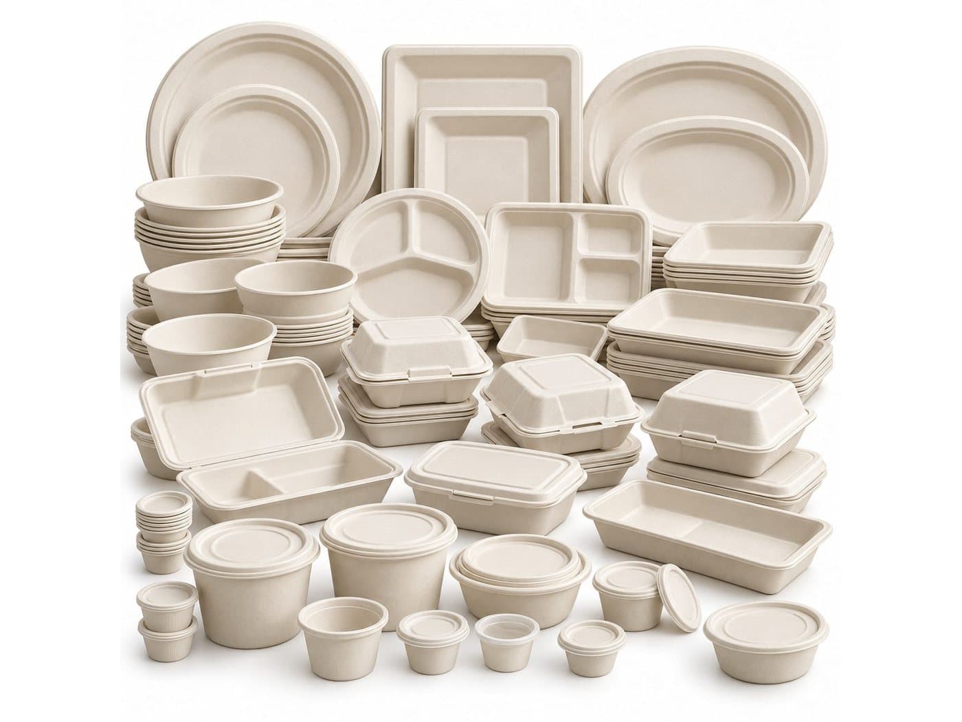 Sugarcane bagasse plates, bowls and containers
