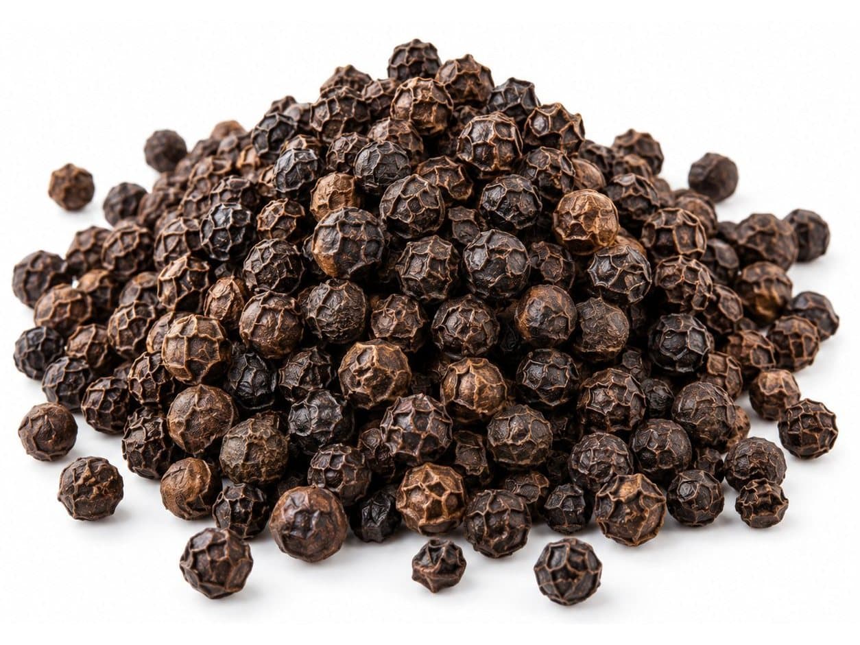 Whole black peppercorns