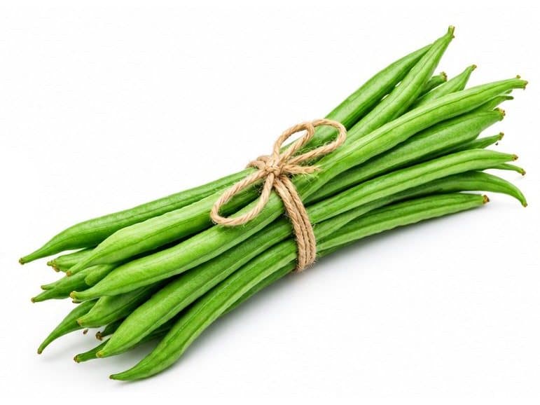 A bundle of fresh green beans