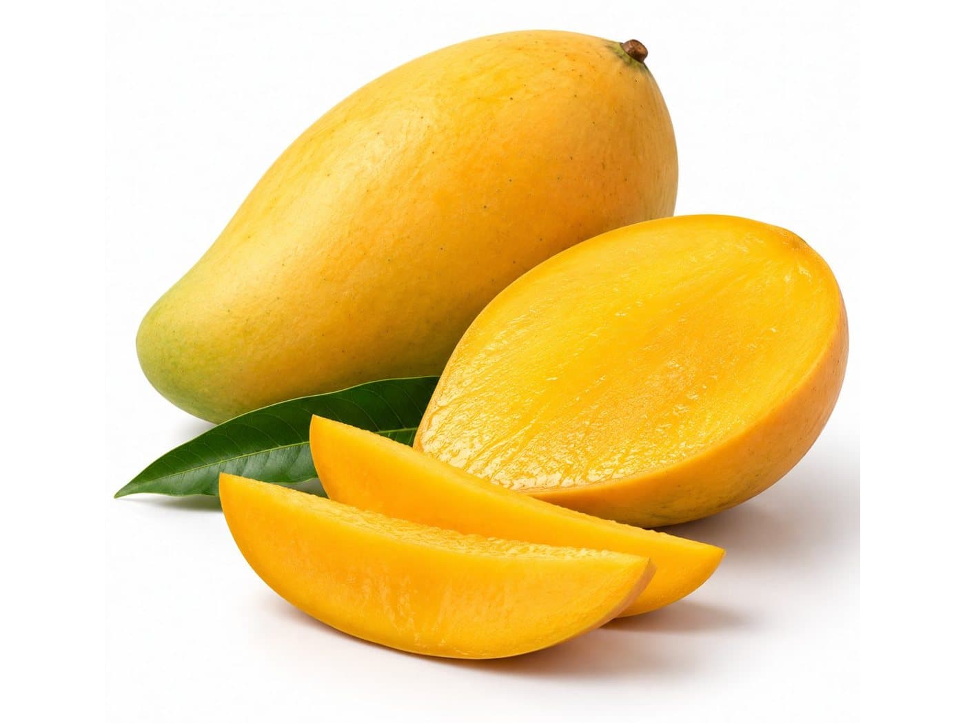Fresh Indian mango, whole and sliced